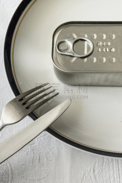 罐头,膳食,鱼食,阿尔巴尼亚,餐刀,不健康的生活方式,铝,罐子,垂直画幅,海产