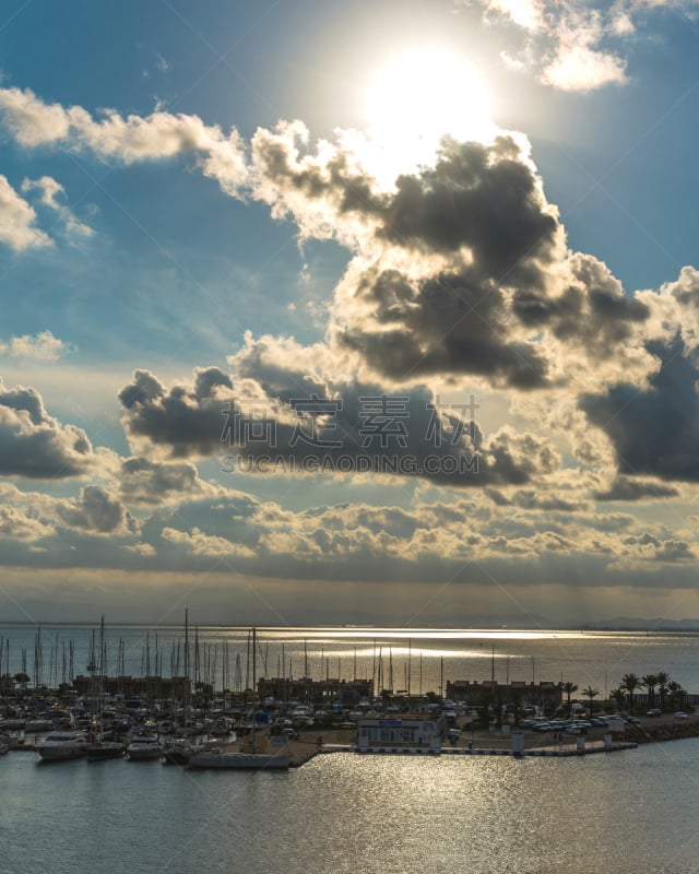 曼加,海港,西班牙,2015年,九月,垂直画幅,客船,旅游目的地,海峡,度假