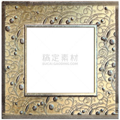 边框,白色,金属,黄金,分离着色,金叶,华丽的,一个物体,背景分离,复古风格