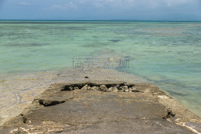 竹富岛,冲绳县,栈桥码头,风景,西,留白,平视角,竹富町,纯净,夏天