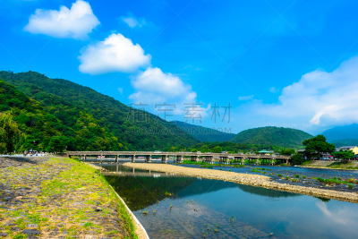 京都府,日本,渡月桥,岚山,水平画幅,地形,旅行者,户外,鸭川,山