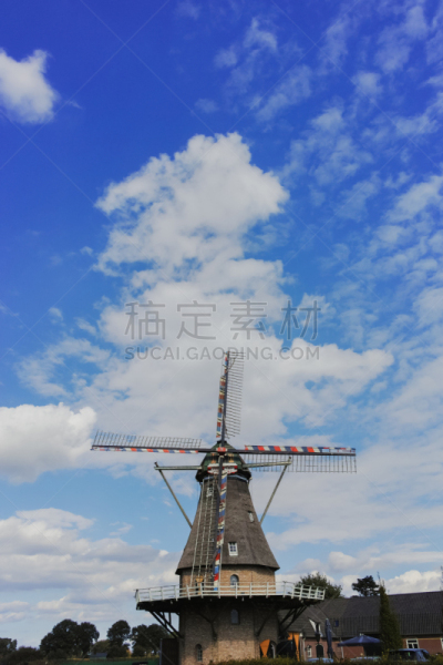 荷兰,风车,面粉,北布拉班特,面粉厂,全麦,风轮机,垂直画幅,天空,风