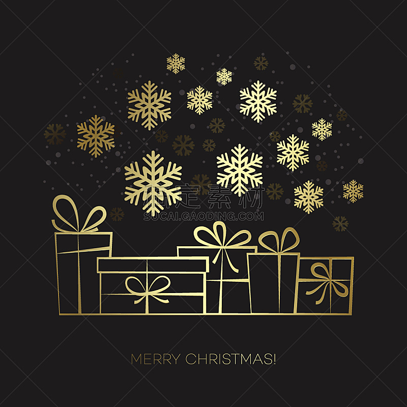 包装纸,圣诞卡,雪花,礼物,蝴蝶结,金色,黄金,缎带,贺卡