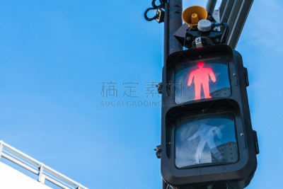 红色,交通,水平画幅,人行横道,通行指示灯,行人,红绿灯,户外,横越,红灯