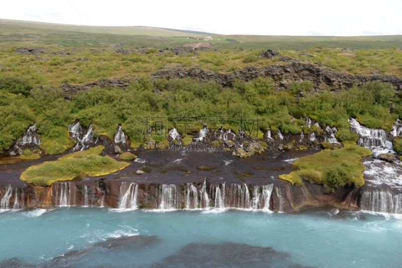 hraunfossar,冰岛国,自然,水平画幅,地形,瀑布,无人,户外,岛,著名景点