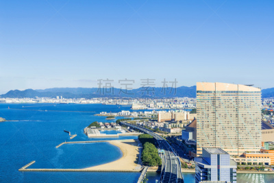 日本,城市天际线,航拍视角,城镇景观,黄昏,公路,现代,户外,建筑,市区