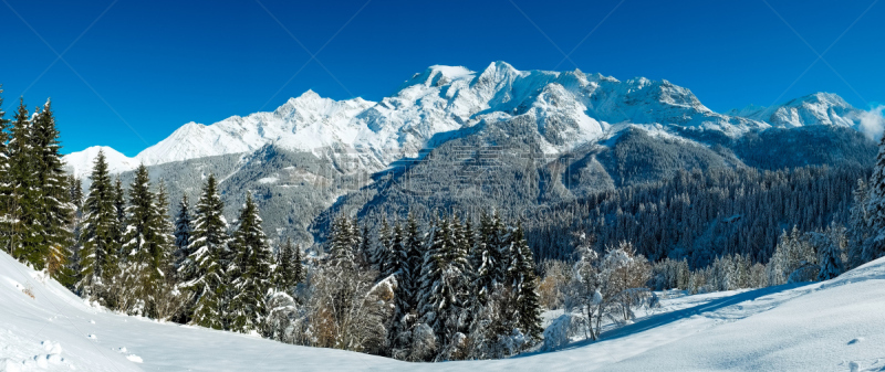 勃朗峰,冬天,水平画幅,雪,无人,霞慕尼,白色,高处,上萨瓦,山