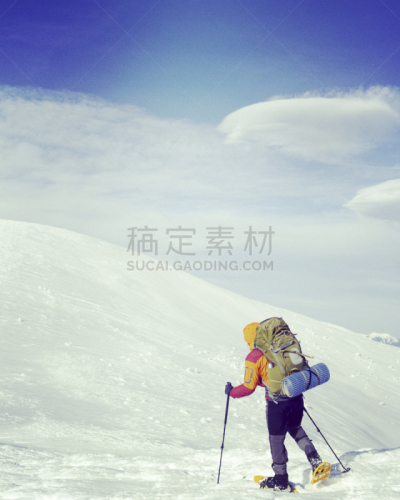 冬天,山,徒步旅行,垂直画幅,休闲活动,雪,户外,美洲,动机,雪鞋