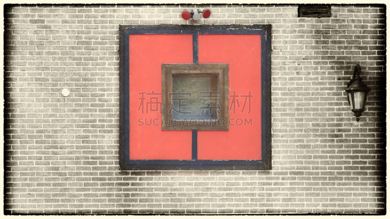 抽象,窗户,水平画幅,无人,砖墙,摄影