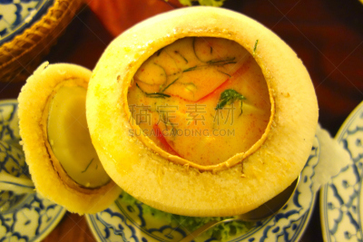 鸡,椰子咖喱味的,咖喱,水平画幅,无人,椰子,椰汁,豆荚,晚餐,摄影
