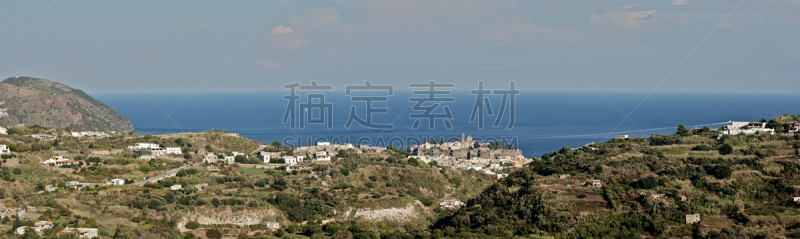 丽巴瑞群岛,古城,马瑞纳寇塔,伊奥利亚群岛,城墙,石墙,水平画幅,山,无人