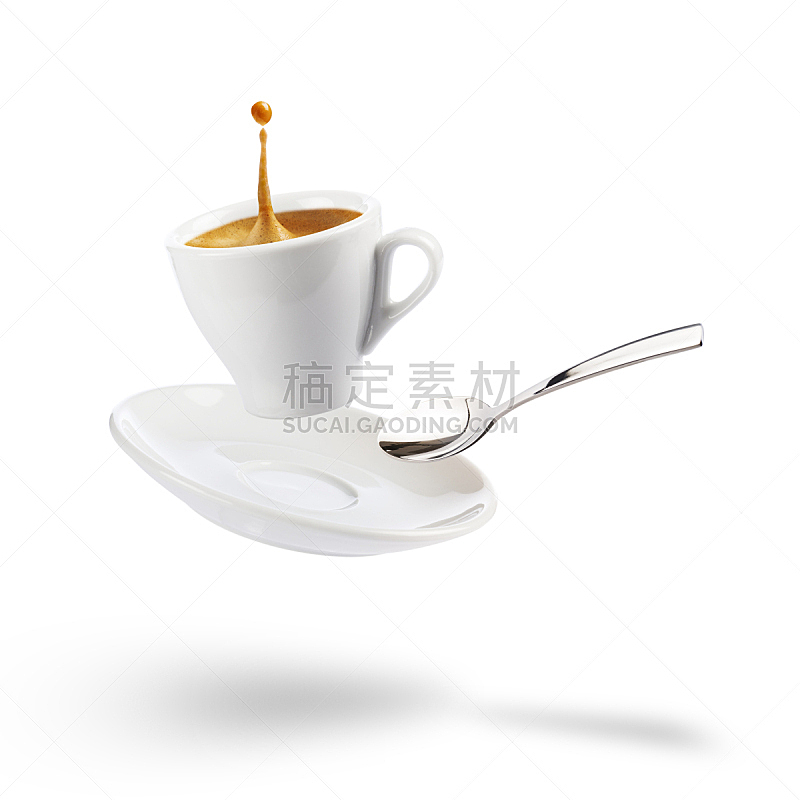 咖啡杯,褐色,芳香的,茶碟,热饮,半空中,饮料,特写,悬挂的,飞溅的水滴