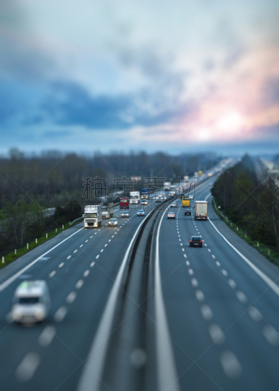 公路,交通,半挂式卡车,卡车,移轴摄影,路,交通堵塞,垂直画幅,主干路,夜晚