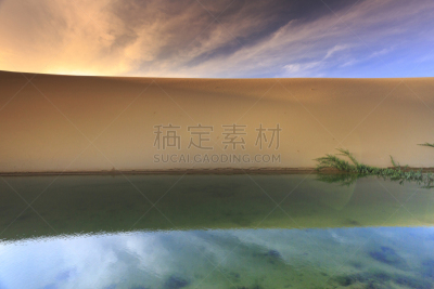 湖,沙丘,自然,太阳,宁顺,沙漠绿洲,脚印,水,天空