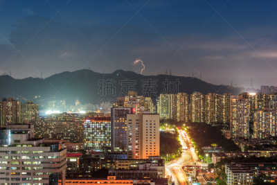夜晚,城市,拥挤的,在下面,海洋,天空,双叶区,深圳,新古典派,广东省