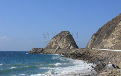 慕鼓角,天空,水平画幅,山,无人,鸟类,户外,孤峰群,文图拉县,海滩