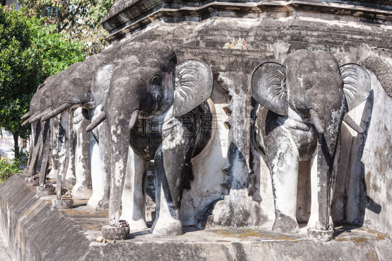 清曼寺,水平画幅,户外,僧院,泰国,佛塔,佛教,著名景点,清迈省,成年的