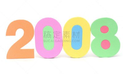 文字,2008,数字0,水平画幅,绿色,橙色,无人,新年,数字8,偏远的
