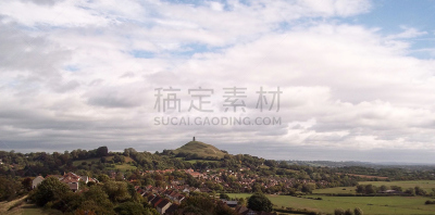 山,看,格拉斯顿伯利,云,全景,图像,格拉斯顿伯里音乐节,英国,无人,田地