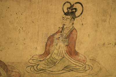 唐朝,泥墙画,陵墓,乐谱,纹理效果,古老的,古典式,泥土,仅成年人