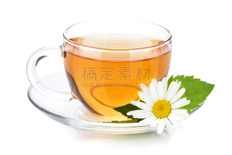 甘菊,仅一朵花,茶杯,薄荷,花茶,甘菊花,茶,水平画幅,无人,茶碟