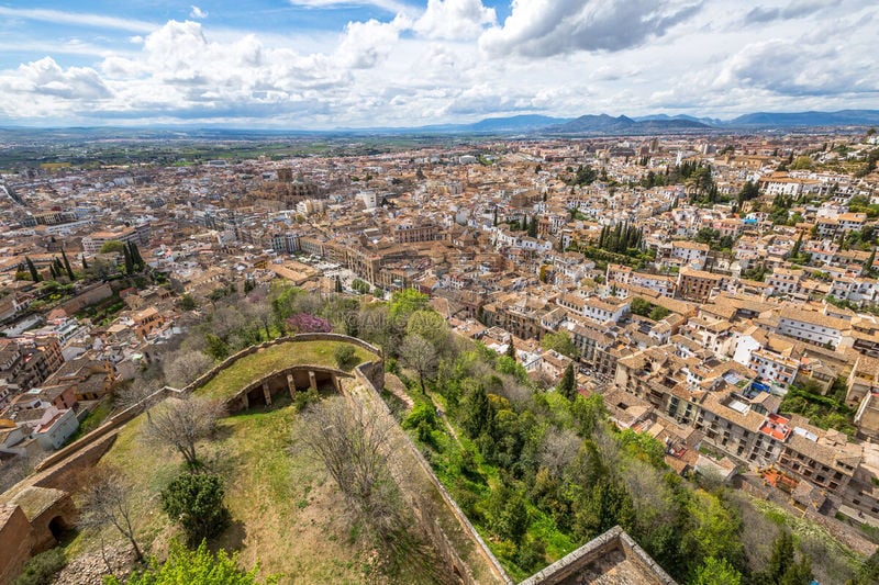 alcazaba,格拉纳达,纪念碑,水平画幅,高视角,无人,古老的,阿罕布拉,轩尼洛里菲,户外