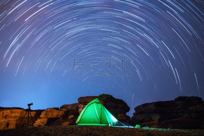 星迹,绿色,帐篷,天空,美,星系,水平画幅,夜晚,时间,泰国