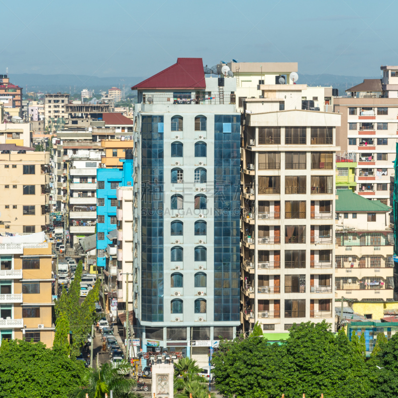 达累斯萨拉姆,建筑,无人,城市天际线,非洲,坦桑尼亚,户外,高大的,城市,方形画幅