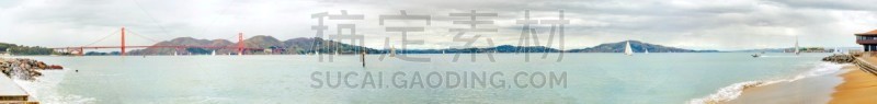湾区,加利福尼亚,全景,水,恶魔岛,灯塔楼,奥克兰,建筑业,国际著名景点,海浪