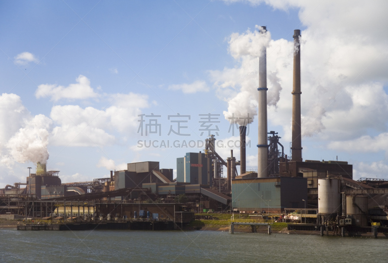 工厂,三个物体,艾默伊登,钢厂,风,水平画幅,无人,制造机器,金属,烟