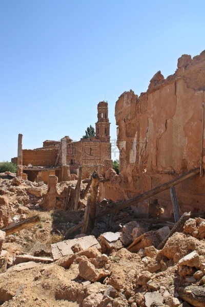 Ruins of the old town of Belchite, Zaragoza, Aragón (Spain).