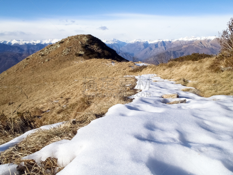 雪,小路,洛迦诺,自然,宁静,水平画幅,山,蓝色,全景,欧洲