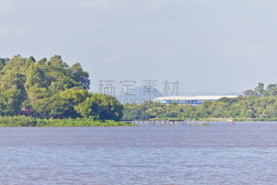 体育场,湖,岛,森林,水,水平画幅,码头,无人,足球运动,南