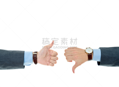 翘起大拇指,手势语,白色背景,大拇指朝下,同意的手势,留白,四肢,套装,男商人,男性