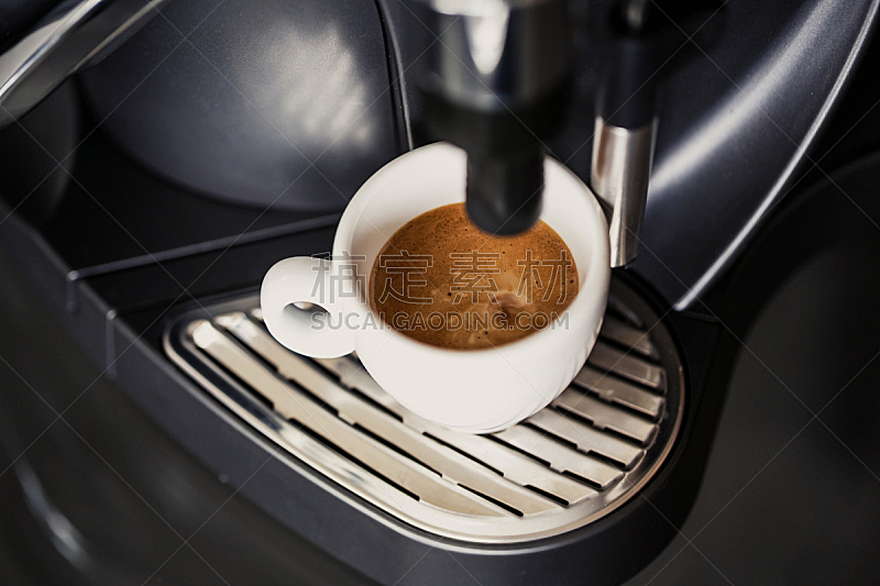 高压蒸汽咖啡机,咖啡,褐色,水平画幅,早晨,饮料,机器,充满的,清新,做