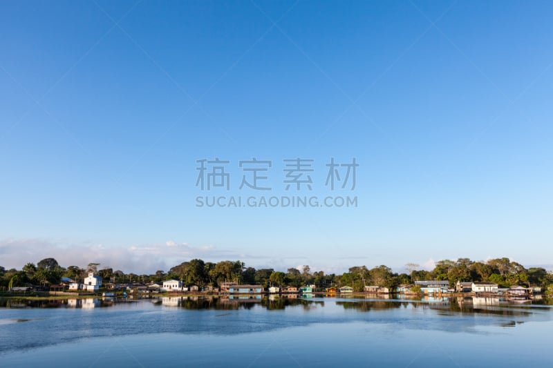 风景,亚马孙洲,巴西,乡村,河流,小的,南美,水,天空,留白