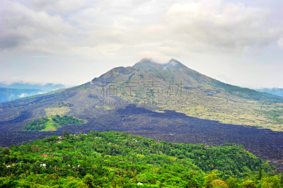 巴厘岛,巴杜尔山,火山,水平画幅,山,无人,户外,雨,著名景点,多云