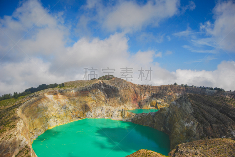 湖,克里穆图火山,绿色,水平画幅,地形,小巽他群岛,无人,火山地形,户外,火山湖