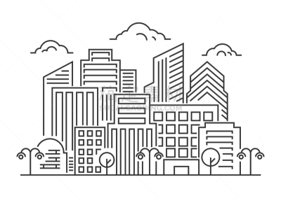 现代,矢量,城市,成一排,地形,细的,线条,电话线,背景分离,交通