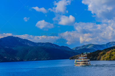 天空,邮轮,旅行者,湖,山,蓝色,背景,水,水平画幅,户外