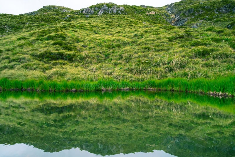 雪,湖,痕迹,山,小屋,高处,反射