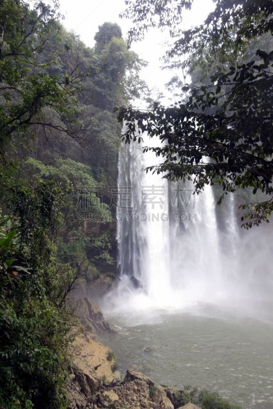 垂直画幅,水,天空,帕伦克,热带雨林,墨西哥,户外,恰帕斯州,agua azul cascades,拉丁美洲