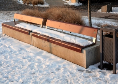 冬天,长椅,寒冷,座位,水平画幅,德国高速列车,雪,无人,废纸篓,户外