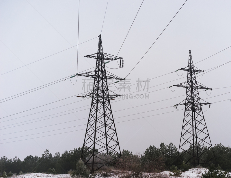 输电塔,黄昏,线条,岛叶,太阳能,电缆,天空,太阳能电池板,水平画幅,户外