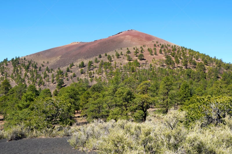 休眠火山,落火山渣锥,自然,天空,水平画幅,无人,蓝色,火山地形,户外,秃树