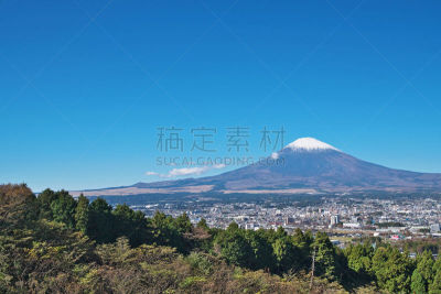 御殿场市,富士山,秋天,雪山,城镇景观,风景,图像,雪,十一月,无人