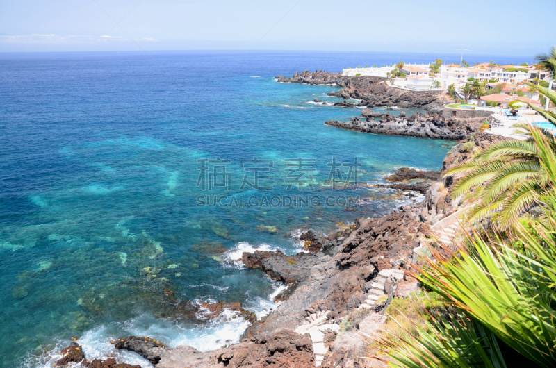 圣地亚哥港,特内里费岛,风景,西班牙,海岸地形,水,天空,旅行者,夏天,石材