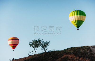 卡帕多奇亚,热,热气球,土耳其,地形,沟壑,在之间,岩石,山,在上面