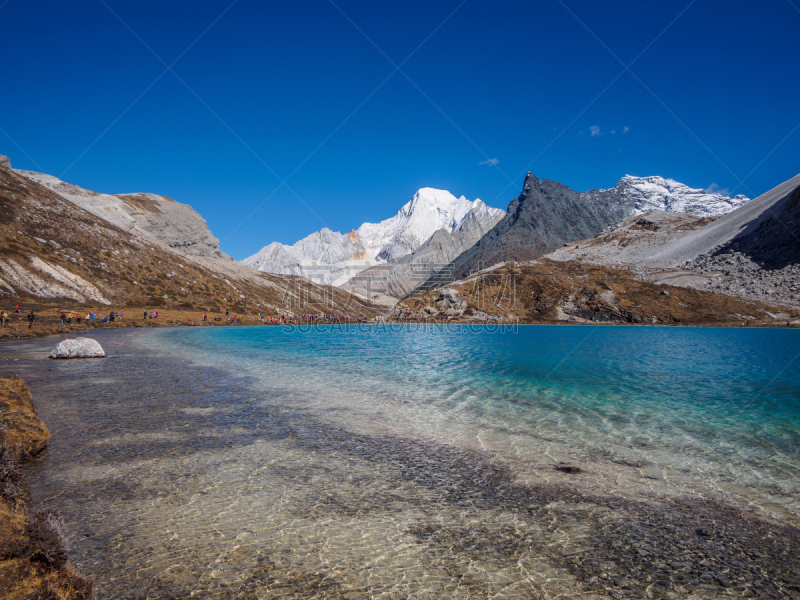 四川省,地形,海洋,自然美,冰川泻湖,香格里拉县,自然保护区,波纹,水,天空