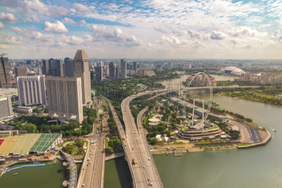 新加坡市,滨海湾 ,高视角,城市天际线,商务,居住区,亚洲,新加坡,滨水,摩天大楼